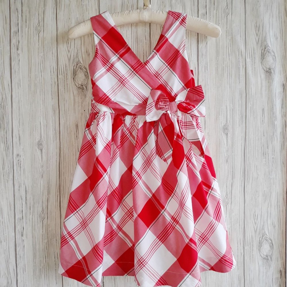 Janie and Jack  Bow Plaid Dress Size 6
